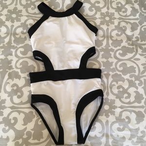 Gorgeous Black and White Cut Out Swimsuit